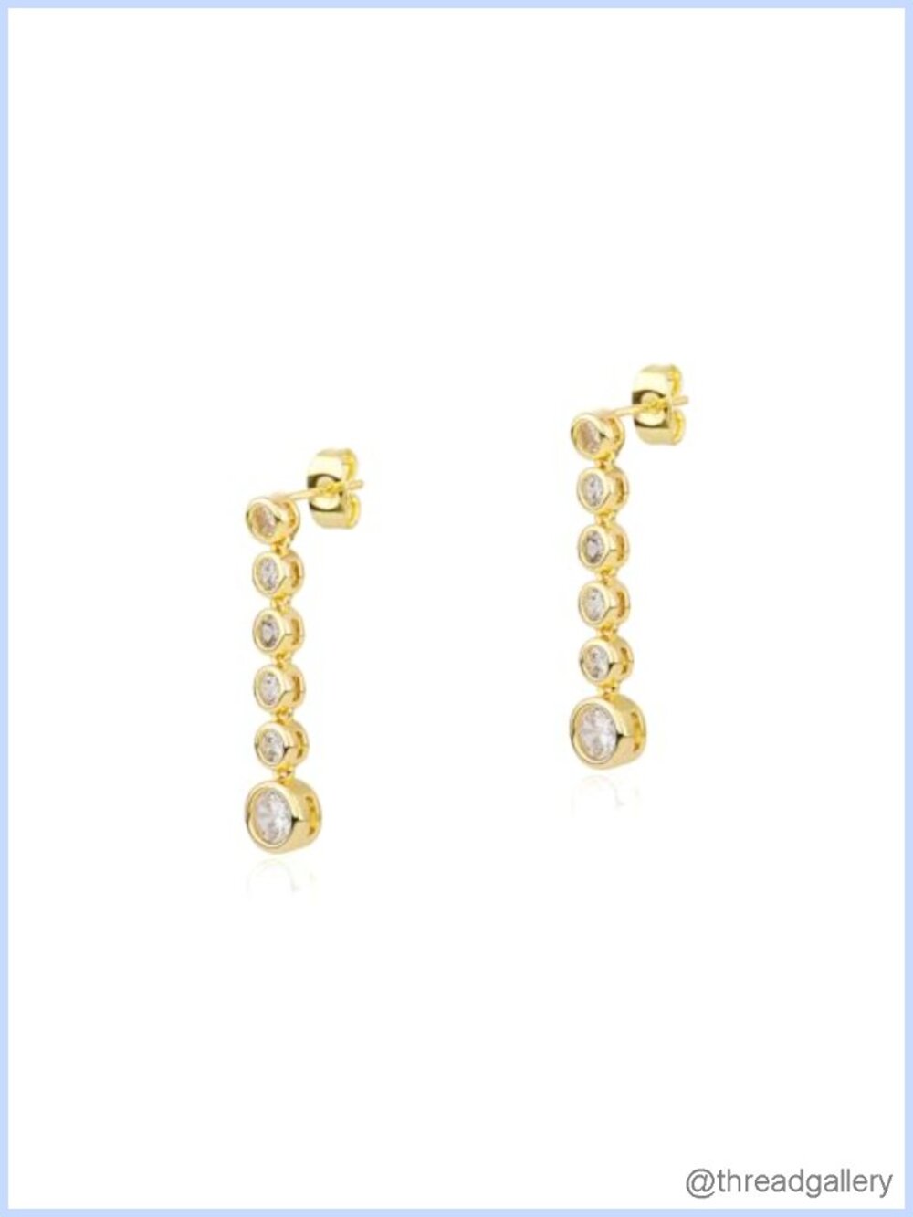 14K Gold Plated Dangle Drop Earrings Cubic Zirconia 925 Silver Clasps